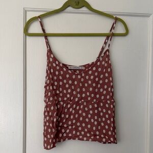 Rose Polka Dot Flowy Peplum Tank